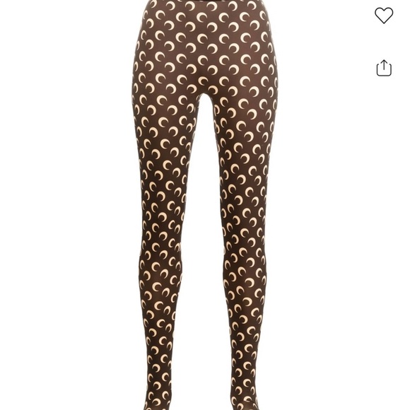 Marine Serre Pants - Marine Serre Brown and Cream Moon Print Leggings